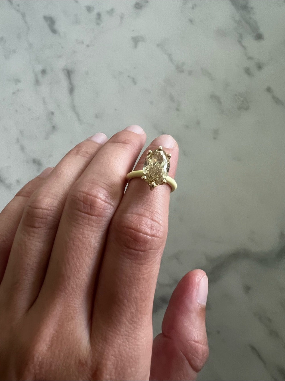 Emerald Holiday Lab Grown Yellow Oval diamond pinky ring comes with Igi cert - Picture 5 of 5